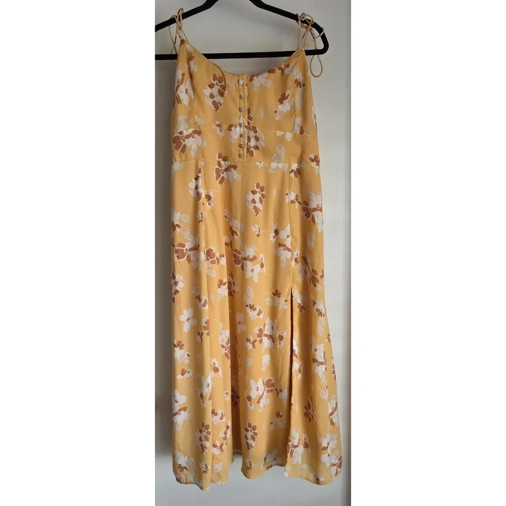 Abercrombie & Fitch Maxi Dress LP Sleeveless Yellow Floral Polyester